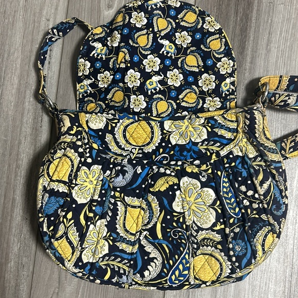 Crossbody Bag Vera Bradley Hipster Yellow & Blue Elephant Pattern Purse Magnet - Picture 3 of 6